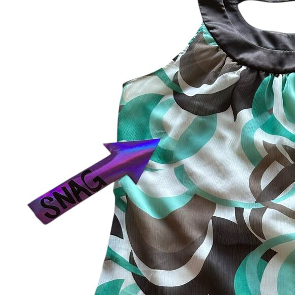 Womens Top Size 18 Teal Cream Brown Geometric Workwear Professional Career - Picture 5 of 8